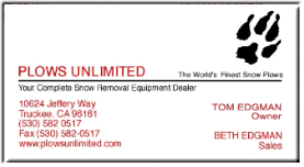 Visit Plows Unlimited - 
Your Complete Snow Removal Equipment Dealer - The World's Finest Snow Plows
